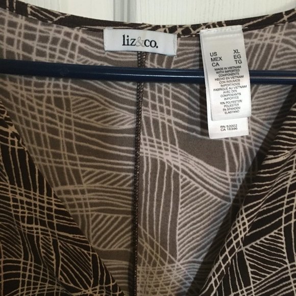 2/$25. LIZ & Co‎ Brown Dress size XL - Picture 6 of 6